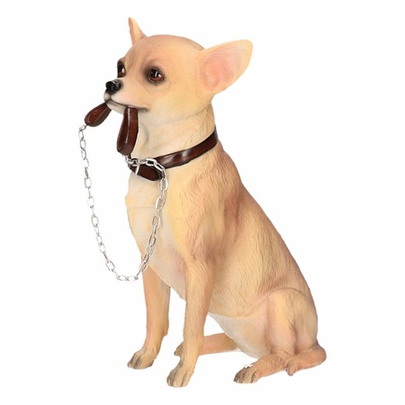 Beeldje Chihuahua hond met riem 18 cm