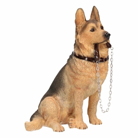 Statue German Shepherd dog with leash 19 cm 