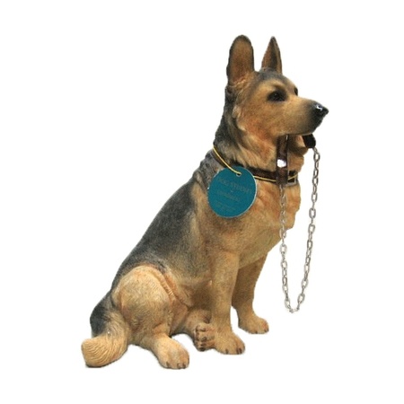 Statue German Shepherd dog with leash 19 cm 