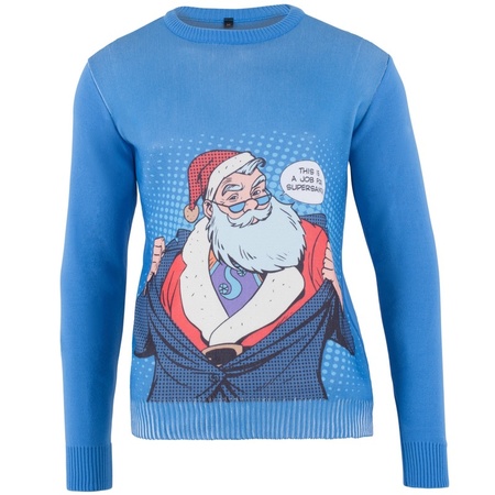 Blue christmas sweater super Santa