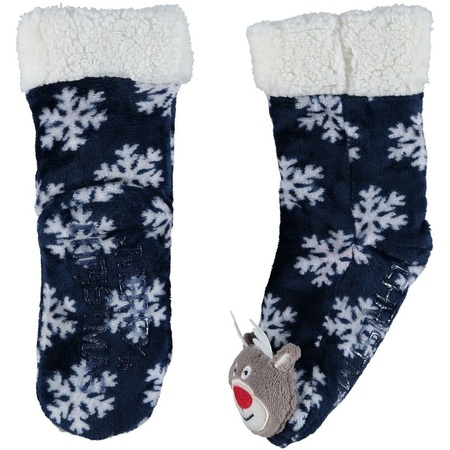 Warm lined reindeer Christmas house socks for children