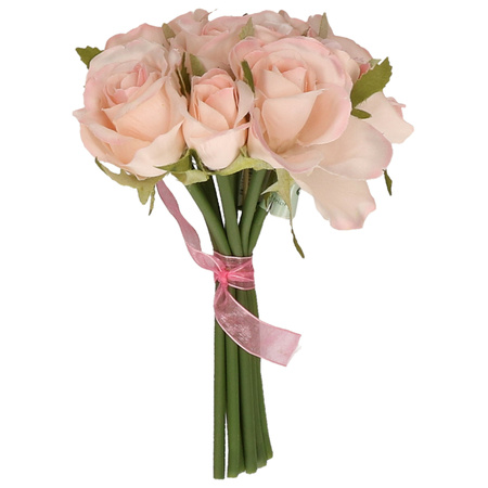 Bouquet of flowers - roses - pink - 20 cm - 9x pieces