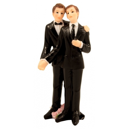 Bride and groom cake decoration 2 guys - gay couple