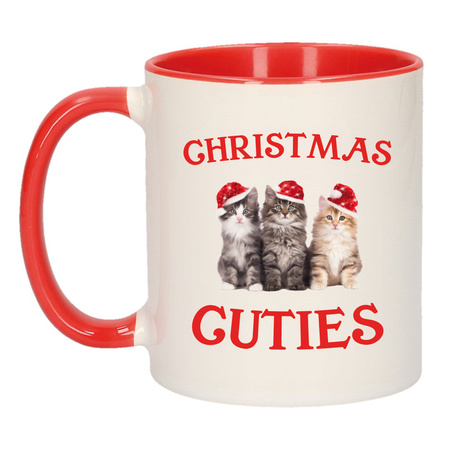 Christmas cuties gift Christmas mug red with kittens Christmas present 300 ml