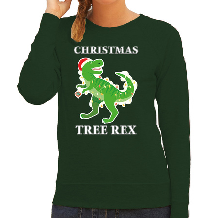 Christmas tree rex Christmas sweater green for women