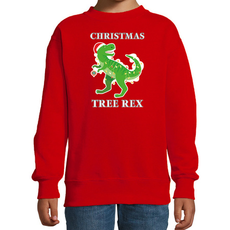 Christmas tree rex Christmas sweater red for kids
