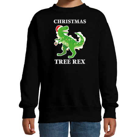 Christmas tree rex Christmas sweater black for kids