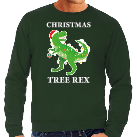 Christmas tree rex Christmas sweater green for men