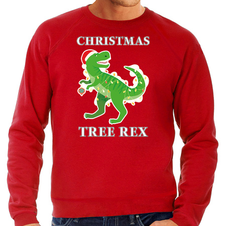 Christmas tree rex Christmas sweater red for men