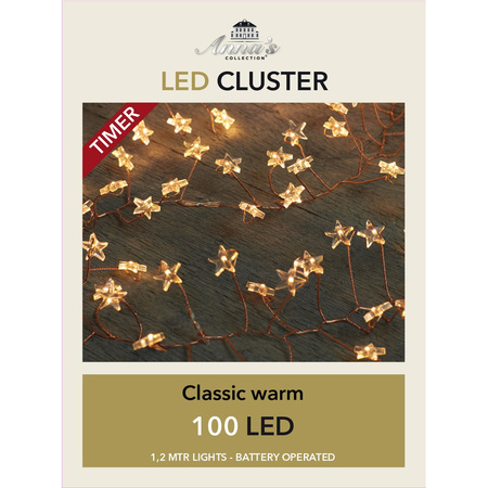 LED cluster wire with timer 100 star lights on batteries