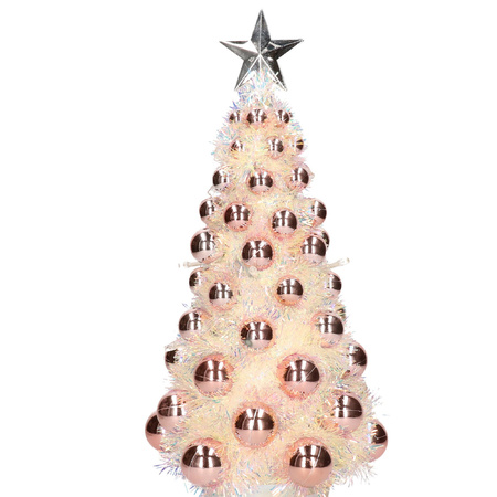 Complete cristmas tree pink with lights 40 cm