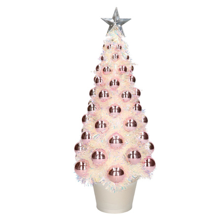 Complete cristmas tree pink with lights 40 cm