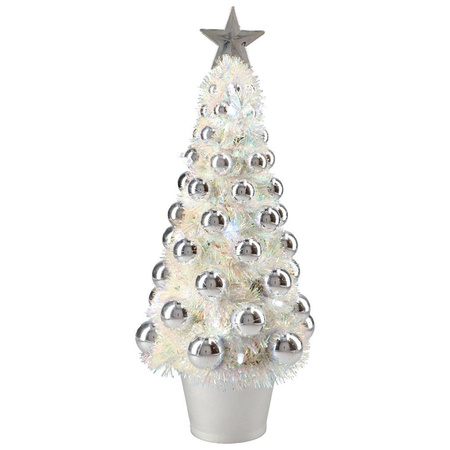 Complete cristmas tree silver with lights 40 cm