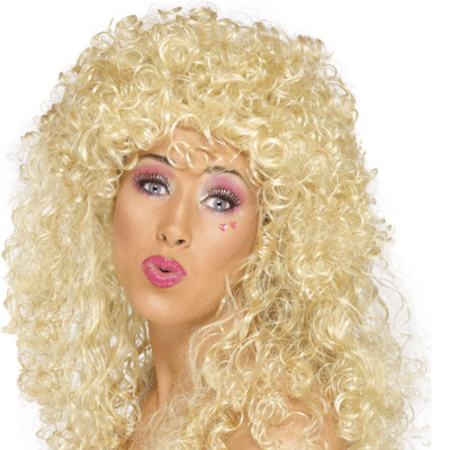 Blond curly ladies wig
