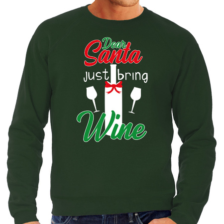 Dear Santa just bring wine Christmas sweater green for men