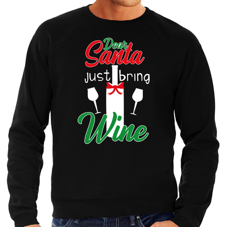 Dear Santa just bring wine Christmas sweater black for men