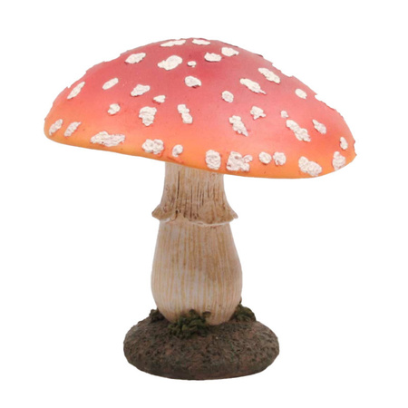 Garden/home statue mushroom - red/white - 17 x 21 cm - Fall theme decorations