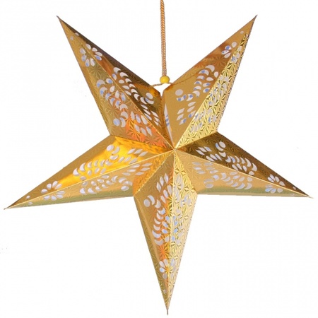 Christmas decoration gold paper star 60 cm with lighting cable