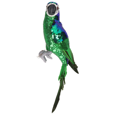 Decoratie vogel papegaai - groen - 40 cm - kunststof - dierenbeeld