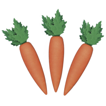 Decoratie wortelen/worteltjes - set 3x stuks - oranje - 6 cm - knutselen