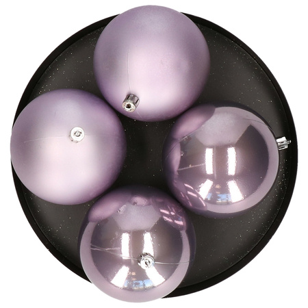 Decoris grote kerstballen - 4x st - lila paars - 10 cm - kunststof