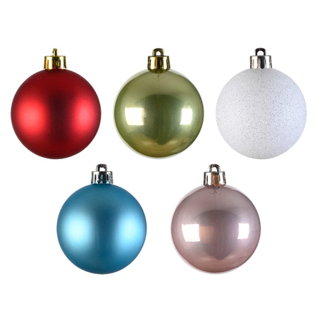 Decoris kerstballen - 30x - kunststof - gekleurd - 6 cm