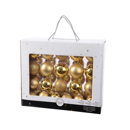 Decoris Kerstballen - 42 stuks - goud - kunststof - 5/6/7 cm