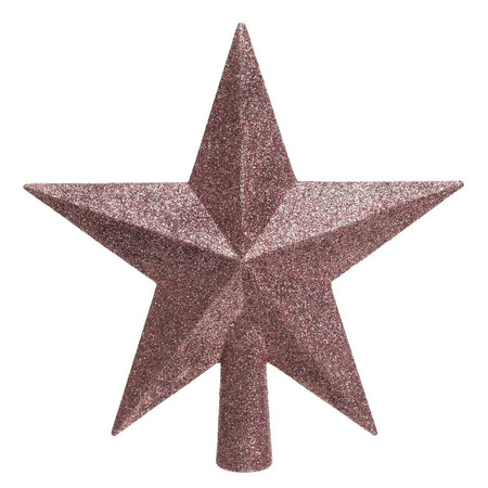1x Old/dusty pink star Christmas tree topper 19 cm