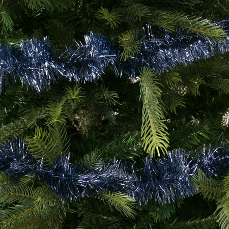 Decoris kerstslinger-guirlande - donkerblauw - glanzend lametta - 270 cm