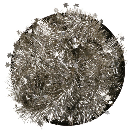 1x Pearl/champagne stars Christmas tree foil garland 10 x 270 cm