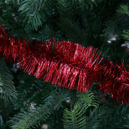 1x Christmas red glitter tree foil garland 270 cm decoration