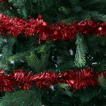 1x Christmas red stars tree foil garland 270 cm decoration