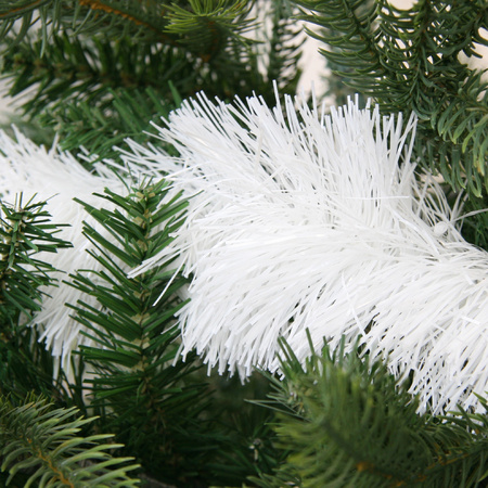 1x Winter white Christmas tree foil garlands 10 cm wide x 270 cm
