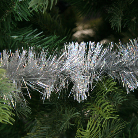 1x Silver glitter Christmas tree foil garland 270 cm decoration