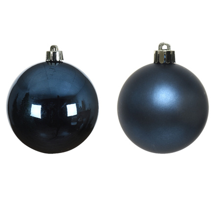 16x Dark blue Christmas baubles 4 cm plastic matte/shiny