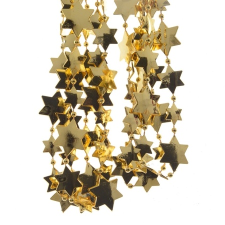 Set van gouden Kerstboom sterren folie slinger 700 cm / kerstslinger 270 cm / kralenslinger 270 cm
