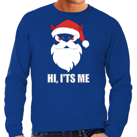 Devil Santa Kerst sweater / Kerst outfit Hi its me blauw voor heren