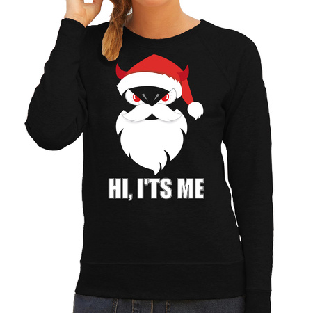 Devil Santa Kerst sweater / Kerst outfit Hi its me zwart voor dames