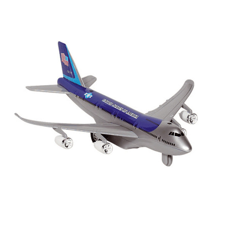 Dark blue model airplane with lights and sound