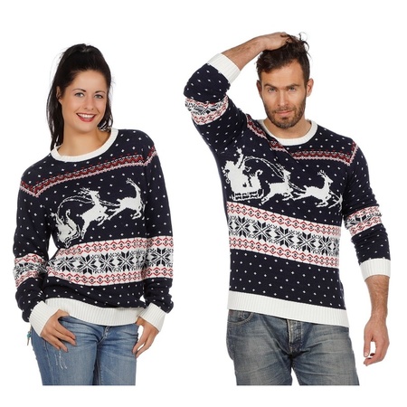 Dark blue Christmas jumper with reindeers for adults