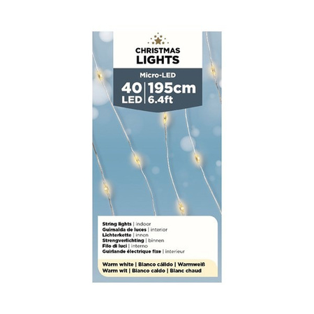 Draadverlichting zilverdraad 40 warm witte lampjes - 195 cm