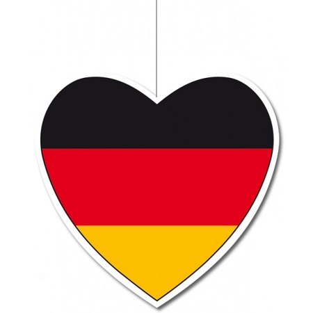 Kartonnen hart met de vlag van Duitsland 14 cm