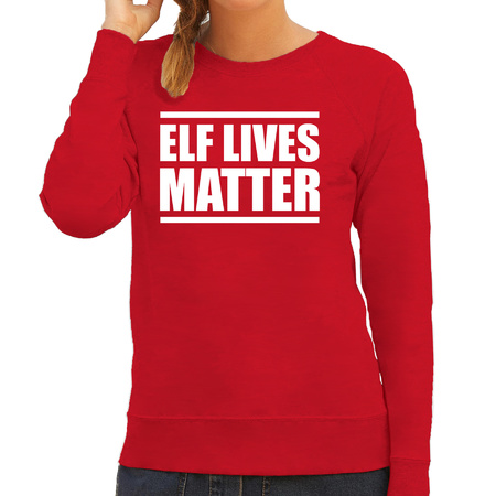 Elf lives matter Christmas sweater red for women