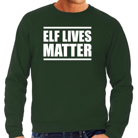 Elf lives matter Christmas sweater green for men