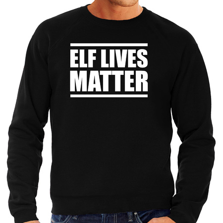 Elf lives matter Kerst sweater / Kerst outfit zwart voor heren