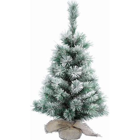 Everlands mini kunst kerstboom/kunstboom - 60 cm - besneeuwd - kunstboompjes
