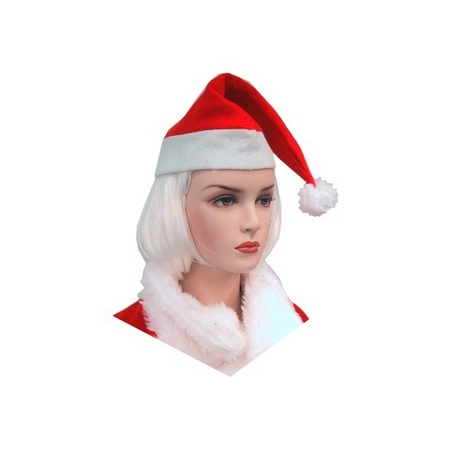 Christmas santa hat - 10 pieces - red-white - acryl