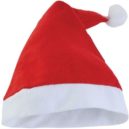 Heren Opposuits Kerst kostuum rood met kerstmuts - maat 52 (XL) 