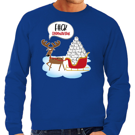 F#ck coronavirus Christmas sweater blue for men
