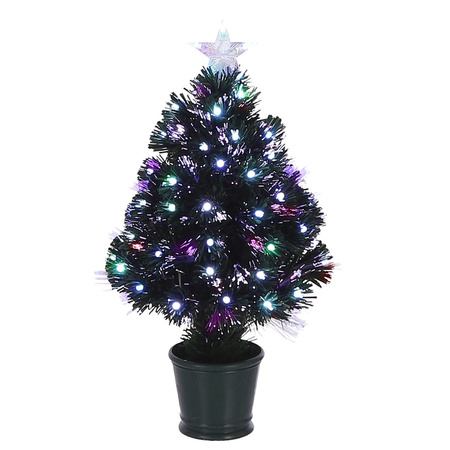 Fiber optic kerstboom/kunst kerstboom met knipperende verlichting en piek ster 60 cm